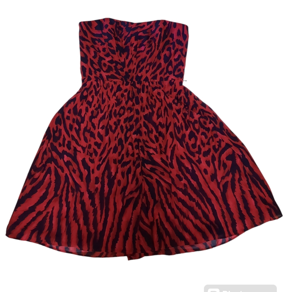 White House Black Market strapless animal print dress size 2